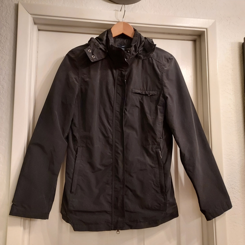 EUC GAP Hooded Black Utility Jacket, Sturdy YKK zippers, Size M